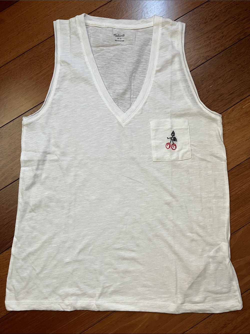 NWT Madewell Cherry Pocket V Neck Tank Top